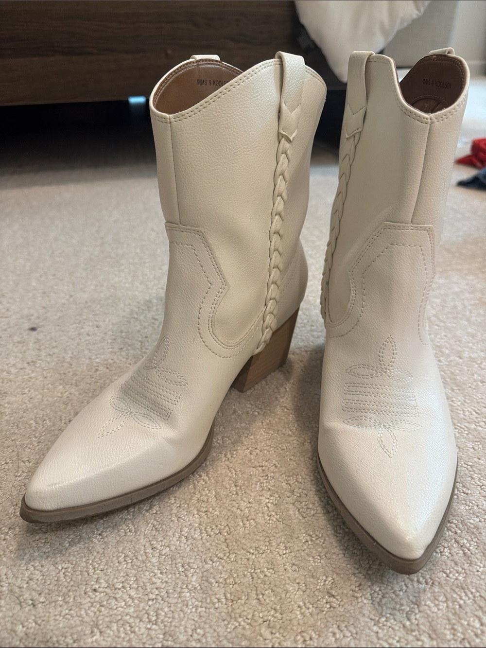 Dolce Vita Cream Braided Western Ankle Boots
